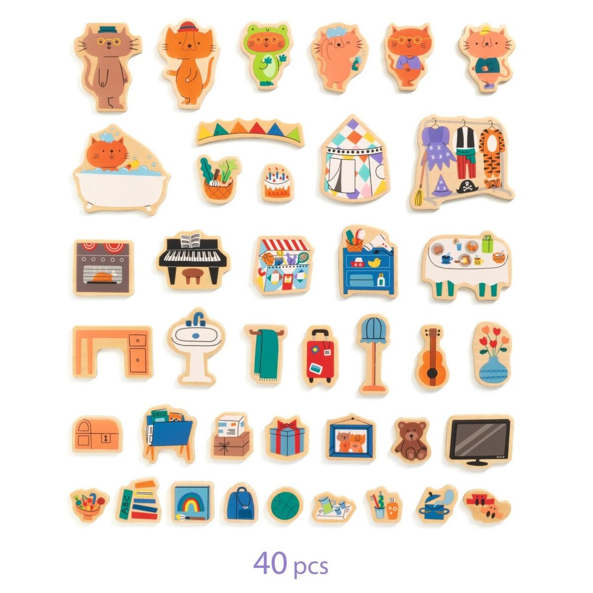 DJECO mediniai magnetai ir metalinė dėžutė - Namas - Image 3