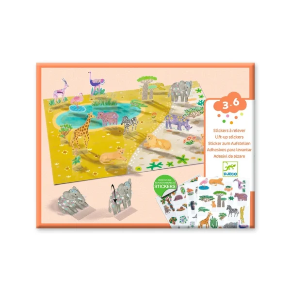 DJECO daugkartiniai 3D lipdukai - Gyvūnai